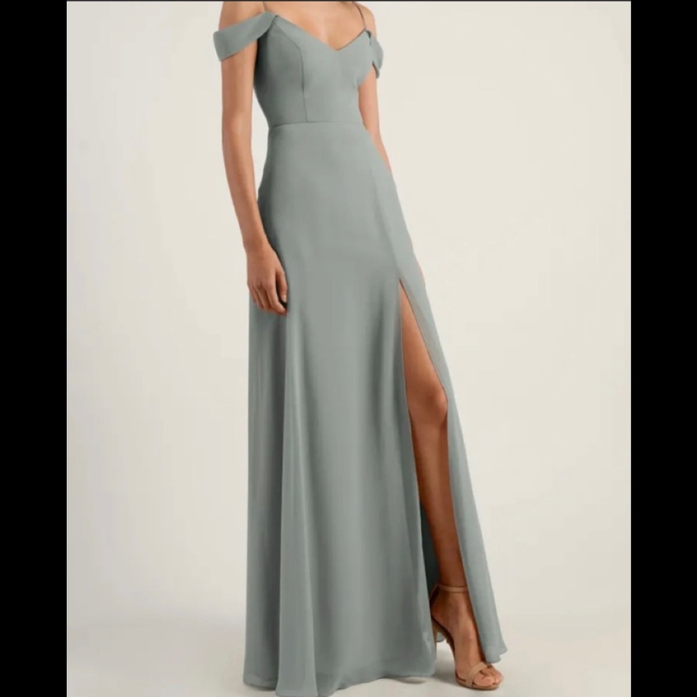 Jenny Yoo - Priya dress in Moss color (light green, grey/neutral undertones)